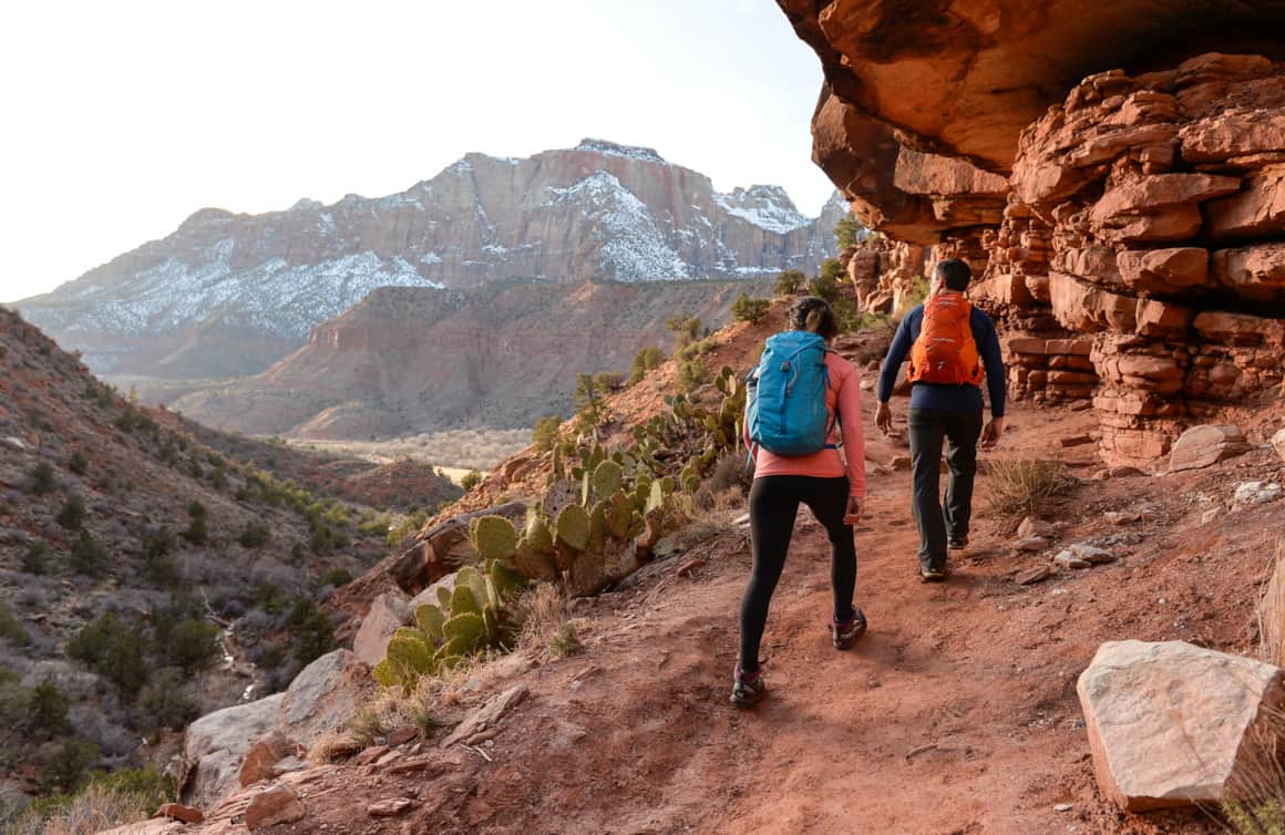Your day pack for winter hiking in Southern Utah should be large enough to stash your warmer layers.