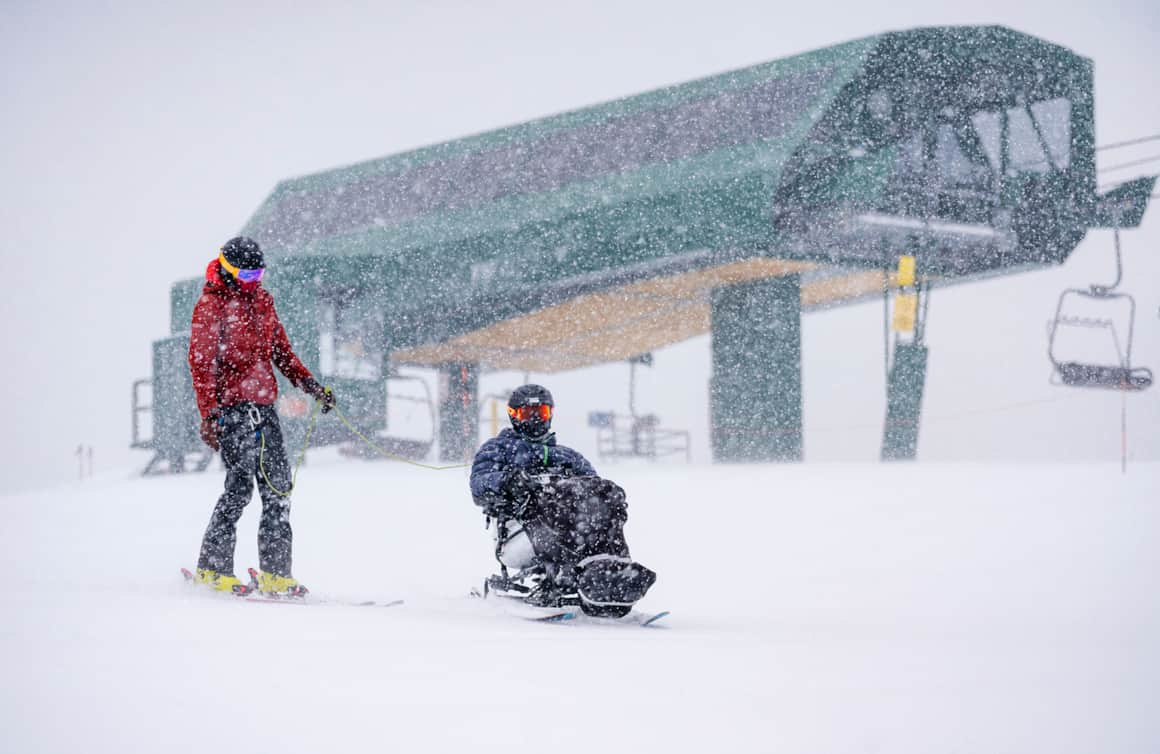 Bob Wassom on the snowy slopes of Alta Ski Area.