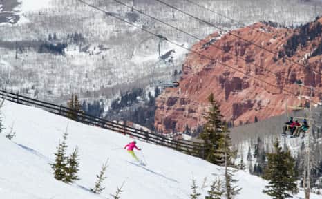 Brian Head is the only Utah ski resort to showcase snow-dusted red rock hoodoos.