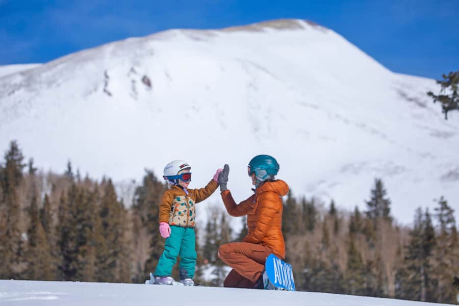 The wide, gentle, consistent grade on the resort's upper side makes for some great family skiing.