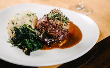 One of the many delicious meals served at Snowbird's restaurants.