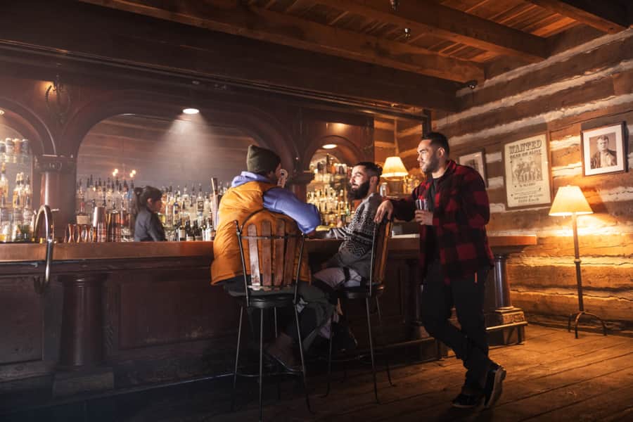 After a night ski session, you can warm up at Sundance Mountain Resort's Owl Bar.