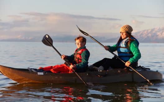 Kayaking the Great Salt Lake at Antelope Island State Park.