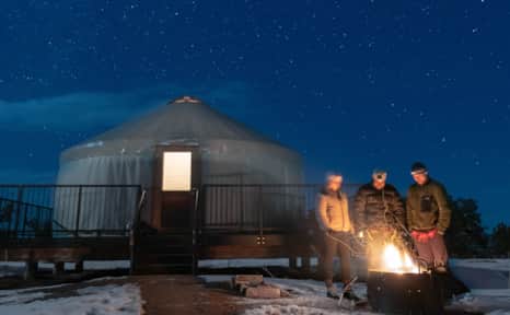 Within Dead Horse Point State Park, there are five yurts available for rent that can sleep up to six people each.