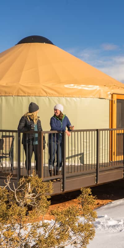 For seclusion and incredible views of the Intrepid Trail System, stay at the Moenkopi Yurts at Dead Horse Point State Park.