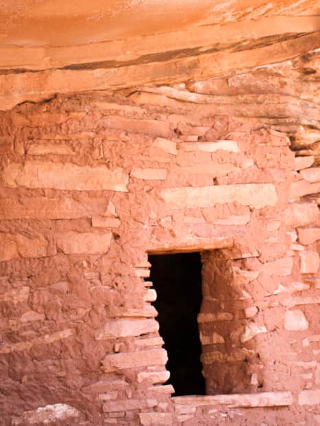 The granaries perched high in the cliffs stored corn, a main source of food.